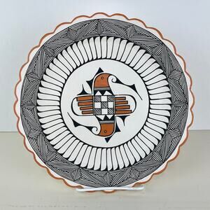 Native American Acoma Pottery Plate Hand Painted